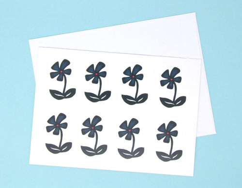 blue flowers card & envelope