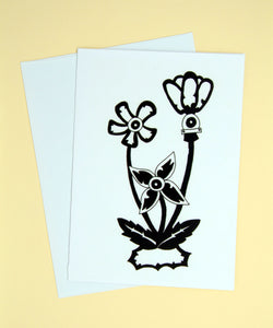 black & white floral card & envelope