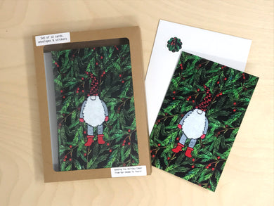 box of 10 holiday cards-gnome
