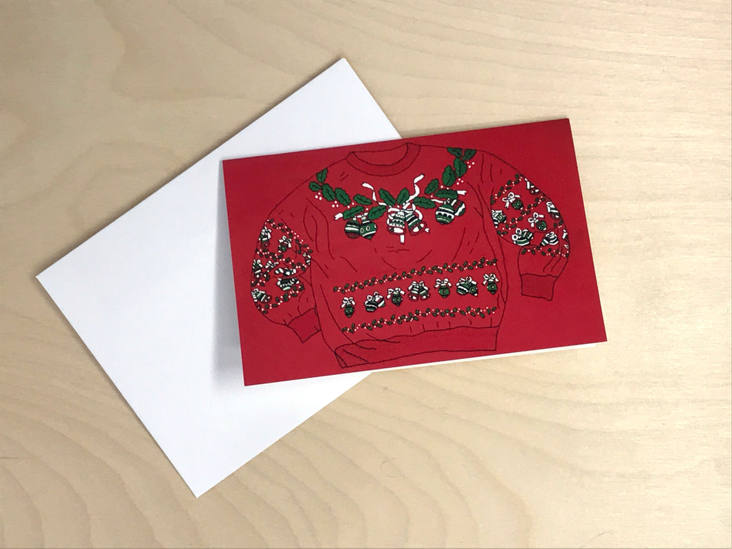 sweater holiday card & envelope